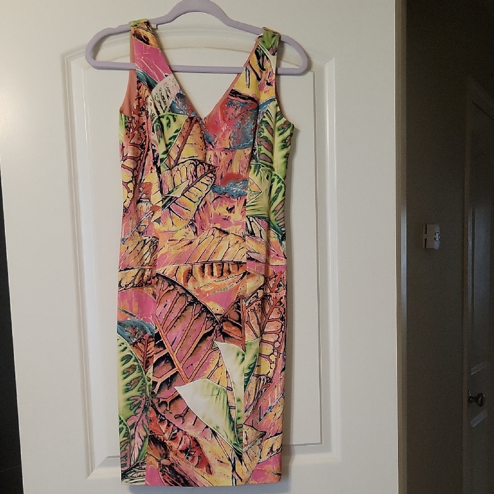 Tropical Print Sleeveless Dress